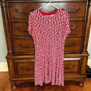 Loft red dress with white detail. Size 12. GUC.